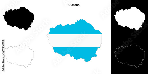 Olancho department outline map set