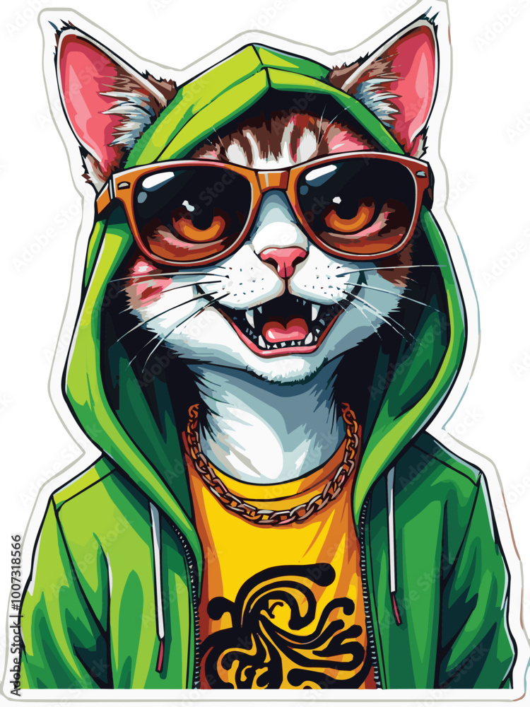 Illustration of happy smiling dog in glasses, t-shirt design, cartoon style Illustration of happy smiling dog in glasses, t-shirt design, cartoon style