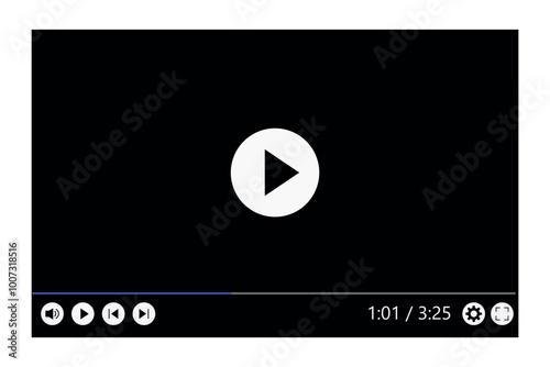 Black online video player on a transparent background.