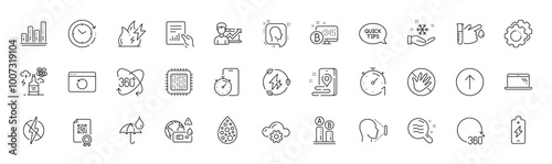 Do not touch, Alcohol addiction and Swipe up line icons. Pack of Laptop, Quickstart guide, Bitcoin system icon. Document, Covid test, Face id pictogram. Ab testing, Time change, Freezing. Vector