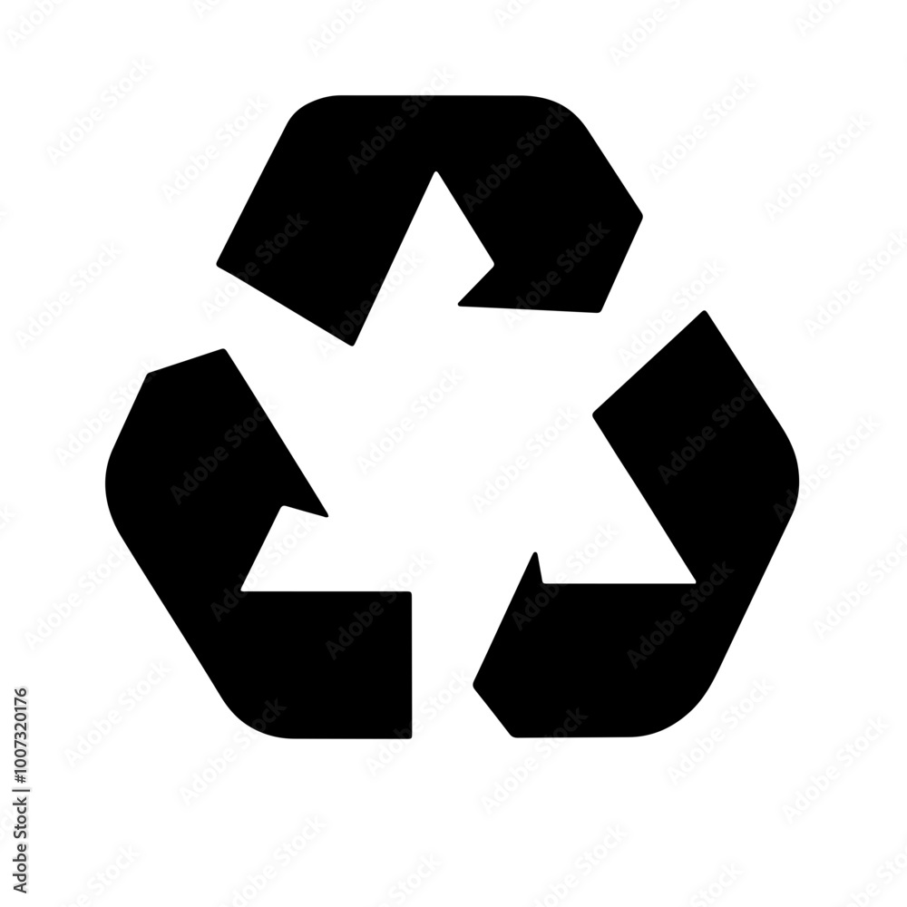 Simple black recycling symbol vector. Perfect for environmental campaigns, sustainability projects, or eco-conscious designs. Simple black recycling symbol vector. Perfect for environmental campaigns, sustainability projects, or eco-conscious designs.
