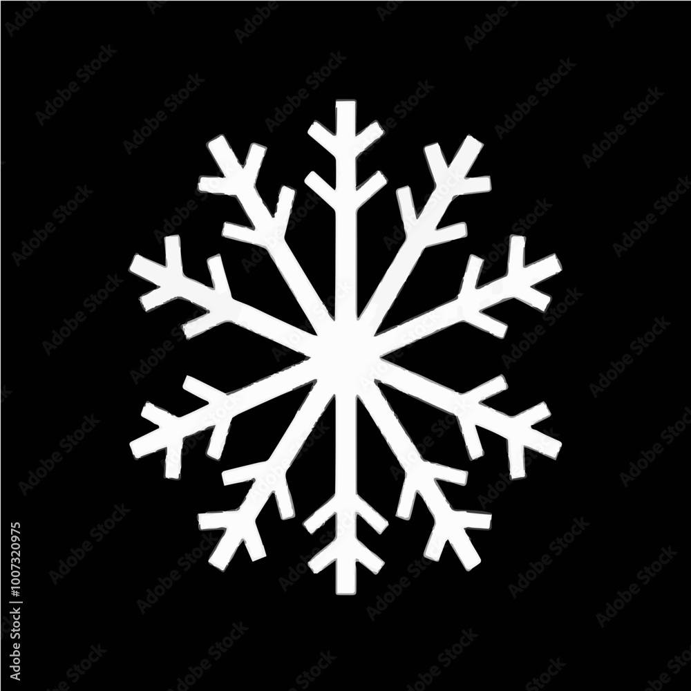 A simple white snowflake icon on a black background, offering a classic winter symbol in minimal vector form. Ideal for seasonal designs and winter themes. A simple white snowflake icon on a black background, offering a classic winter symbol in minimal vector form. Ideal for seasonal designs and winter themes.
