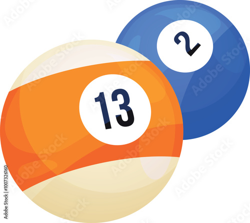 Billiard number balls. Pool game cartoon icon