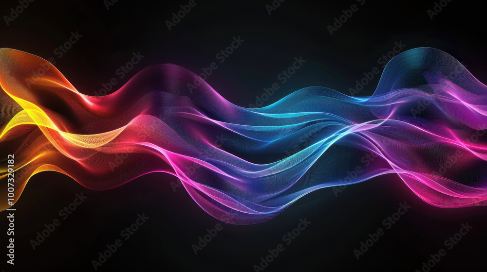 Glowing neon lines creating abstract shapes on black background Glowing neon lines creating abstract shapes on black background