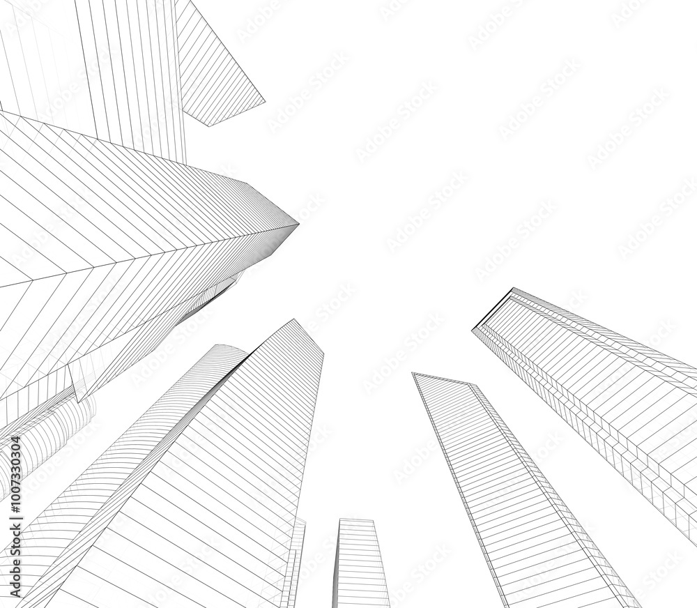 Fototapeta premium City architecture 3d illustration