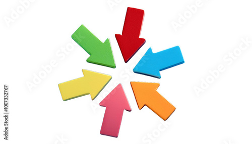 colorful arrows pointing in different directions on a transparent background.