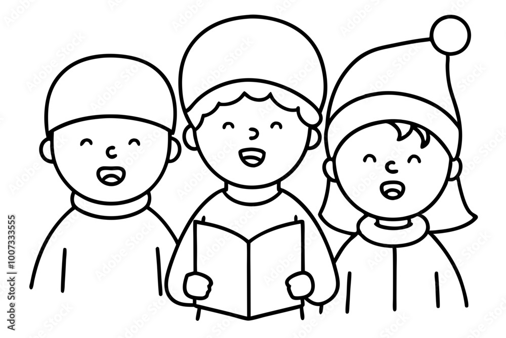 Three Kids Singing Christmas Carols in a Cozy Vector Illustration Scene
Three Kids Singing Christmas Carols in a Cozy Vector Illustration Scene