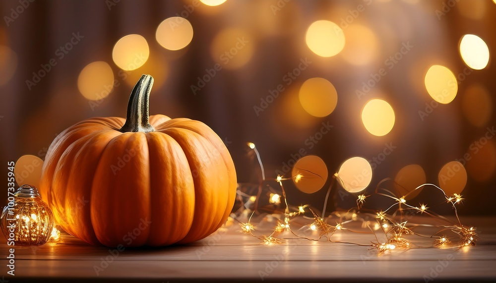 Spooky Halloween Jack-o'-Lantern Surrounded by Smoke and Bokeh Lights