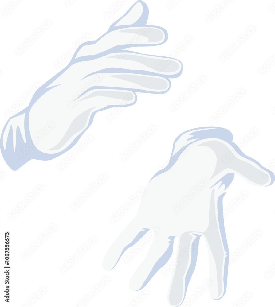 White gloves gesturing. Magician hands cartoon icon White gloves gesturing. Magician hands cartoon icon