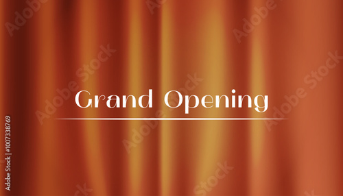 background with an orange curtain on which the soft light of the spotlight falls. Grand opening. Vector illustration. Banner, business card, advertisement, invitation, etc