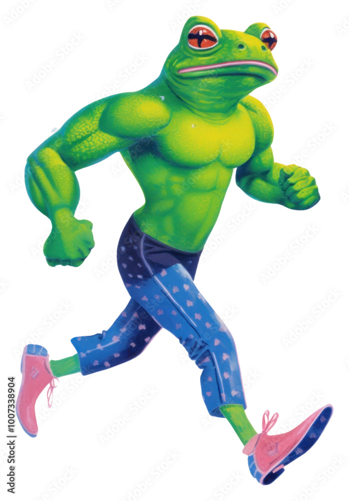 PNG A cartoon muscular Frog wear gym legging and shoes holding dumbbell frog amphibian representation. PNG A cartoon muscular Frog wear gym legging and shoes holding dumbbell frog amphibian representation.