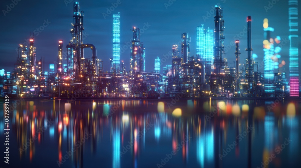 Naklejka premium Futuristic Cityscape at Night