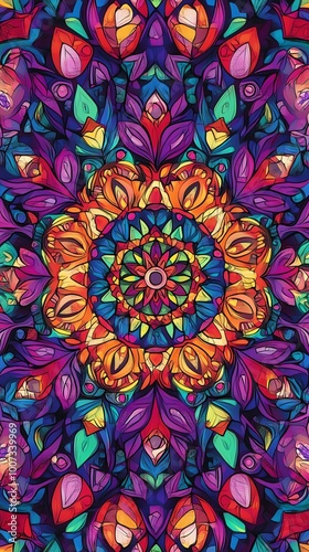 Motifs géométriques colorés dans un style mandala dynamique