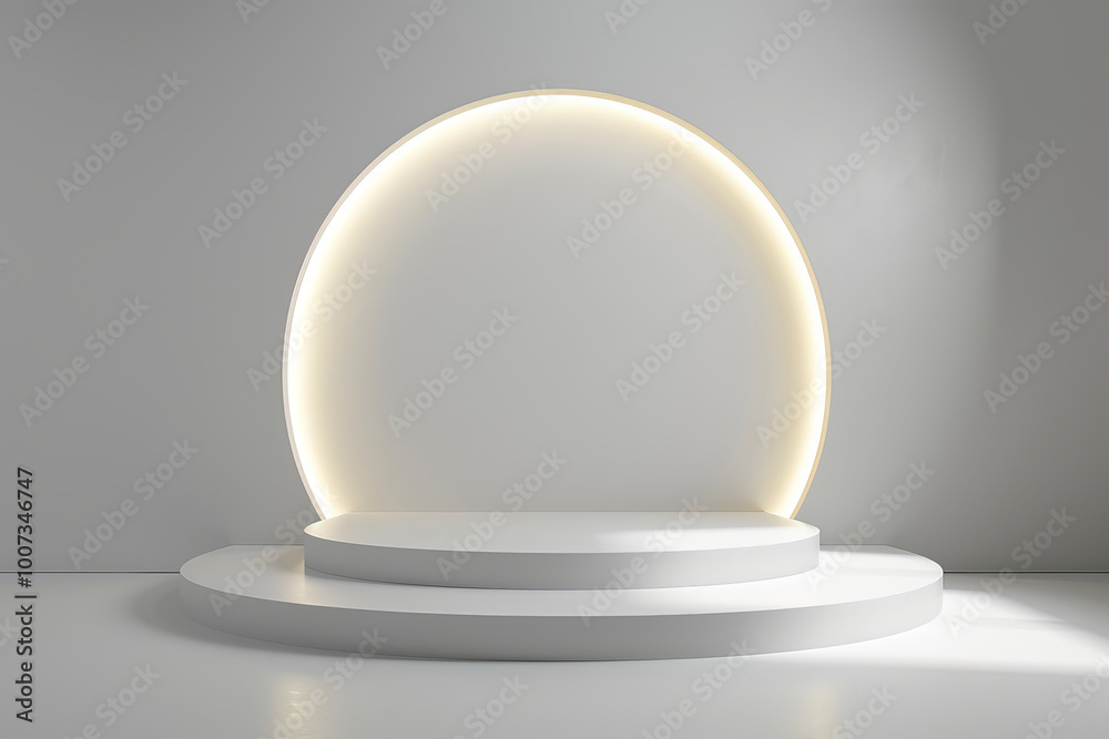 Illuminated podium in the center of a room Illuminated podium in the center of a room