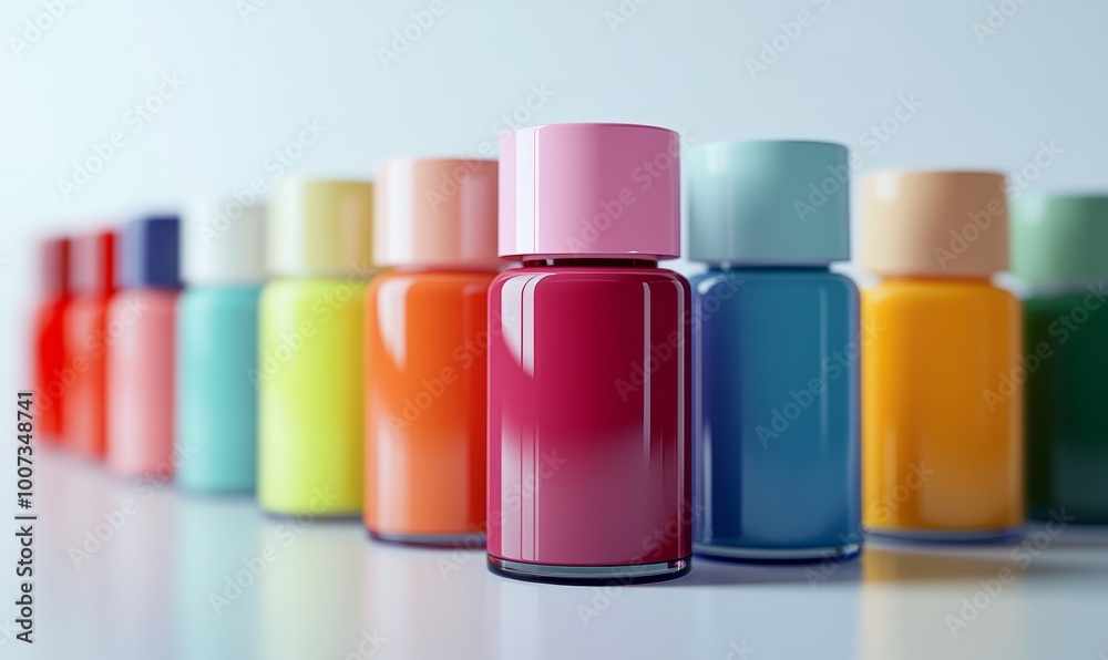 Set of colorful nail polish bottles on white background Set of colorful nail polish bottles on white background