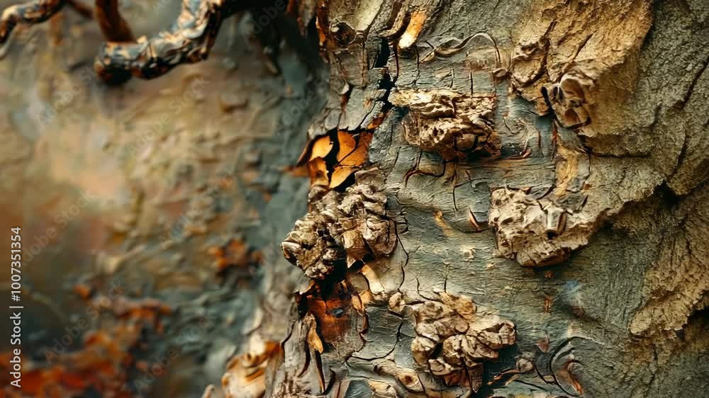 A close-up of a tree's bark, showing the intricate patterns and textures of nature