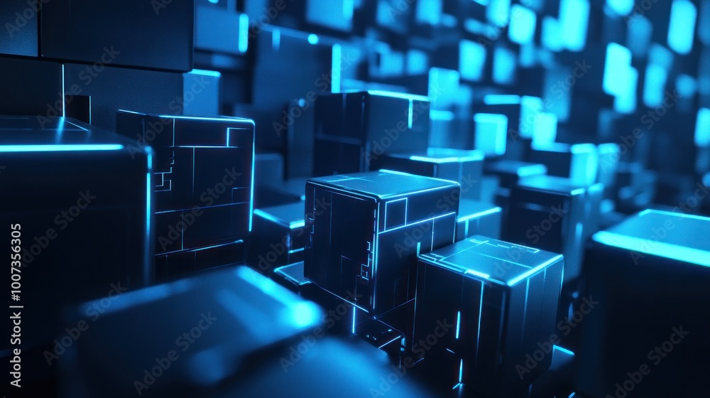 Obraz premium Abstract Glowing Cubes
