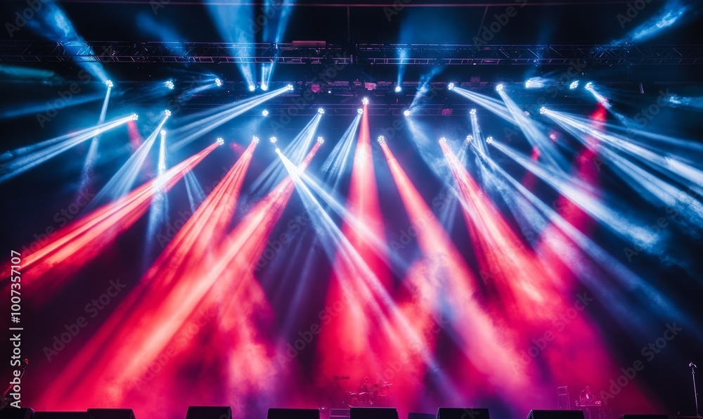 Fototapeta premium Stage lights at concert during rock festival