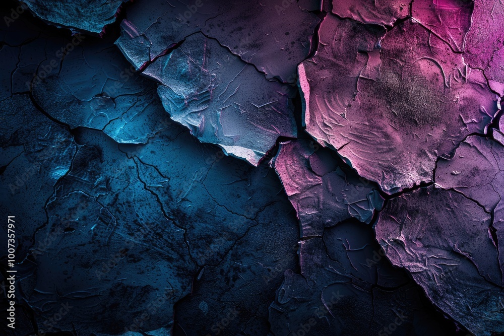 Fototapeta premium Dark background with blue and magenta highlights and textures.