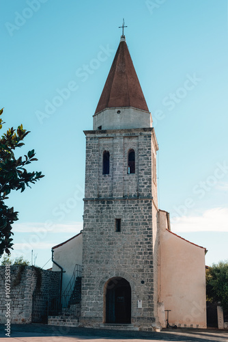 Church of our Lady of Health, basilica at the Square of The Glagolitic. Krk island, Croatia photo