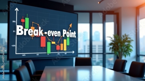 Professional Office Environment with Break-even Point Presentation Screen