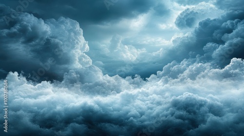 An awe-inspiring sight of dark, billowing storm clouds amassing in the sky, creating a sense of impending change and natural power in the atmosphere. photo