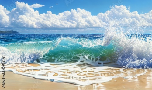 Wave breaking on a paradisiacal beach