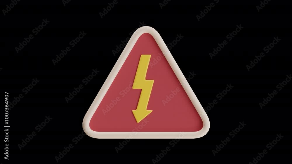 Warning Sign for Electrical Hazard 3D Icon Animation Warning Sign for Electrical Hazard 3D Icon Animation
