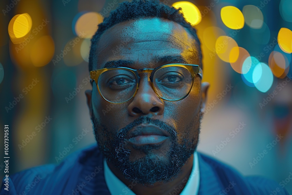 Portrait of a Man in Blue Light Portrait of a Man in Blue Light