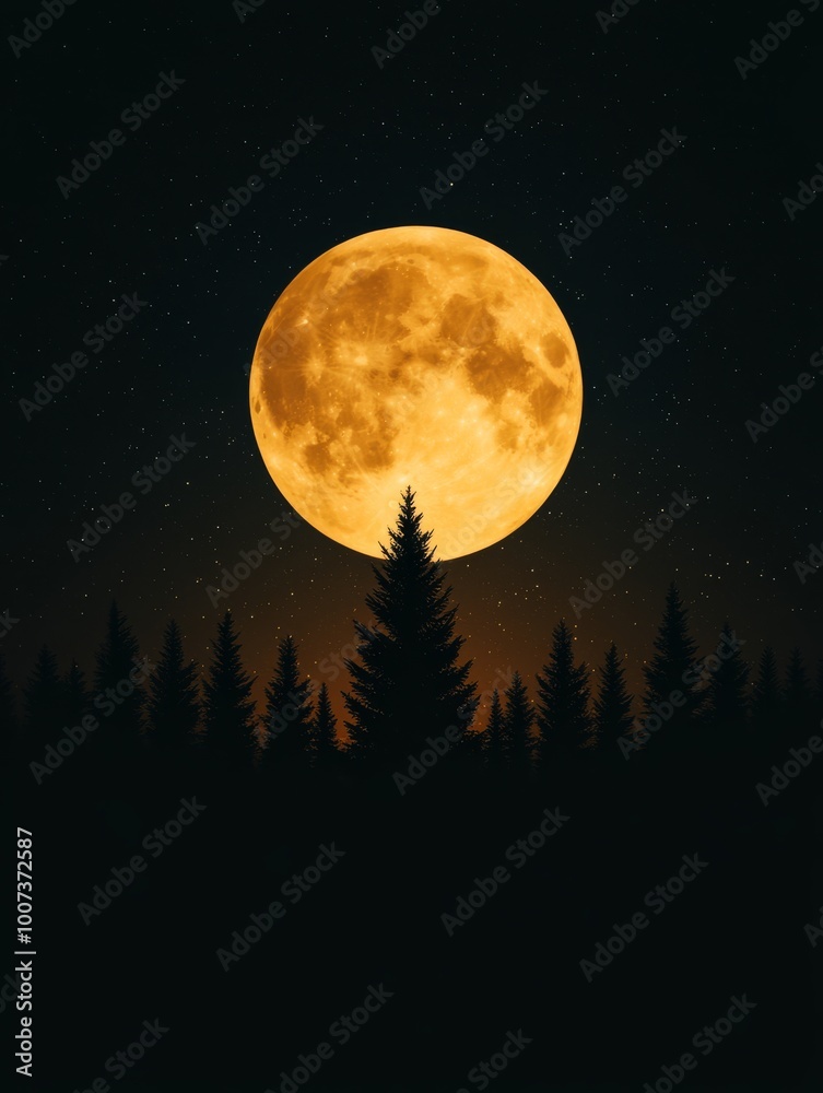 Illustration of a snowcovered forest with a glowing Christmas tree in the center surrounded by twinkling stars and a full moon Perfect for holiday cards and festive winter greetings with a magical and Illustration of a snowcovered forest with a glowing Christmas tree in the center surrounded by twinkling stars and a full moon Perfect for holiday cards and festive winter greetings with a magical and