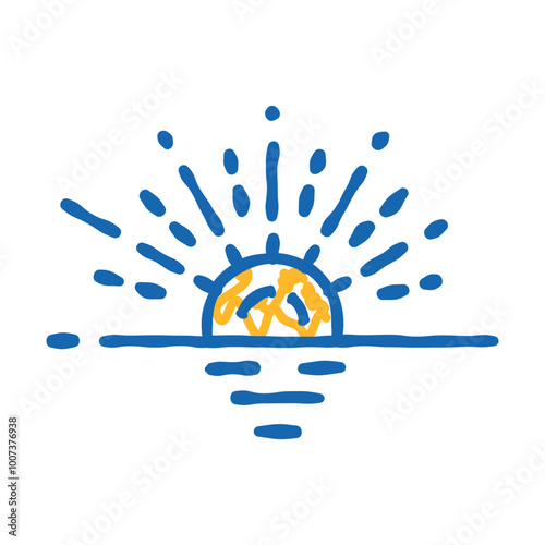 horizont sunset sun summer sunlight doodle icon sketch vector. horizont sunset sun summer sunlight sign. isolated symbol illustration