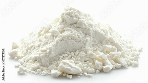 A generous mound of white wheat flour ideal for baking delightful breads and pastries at home