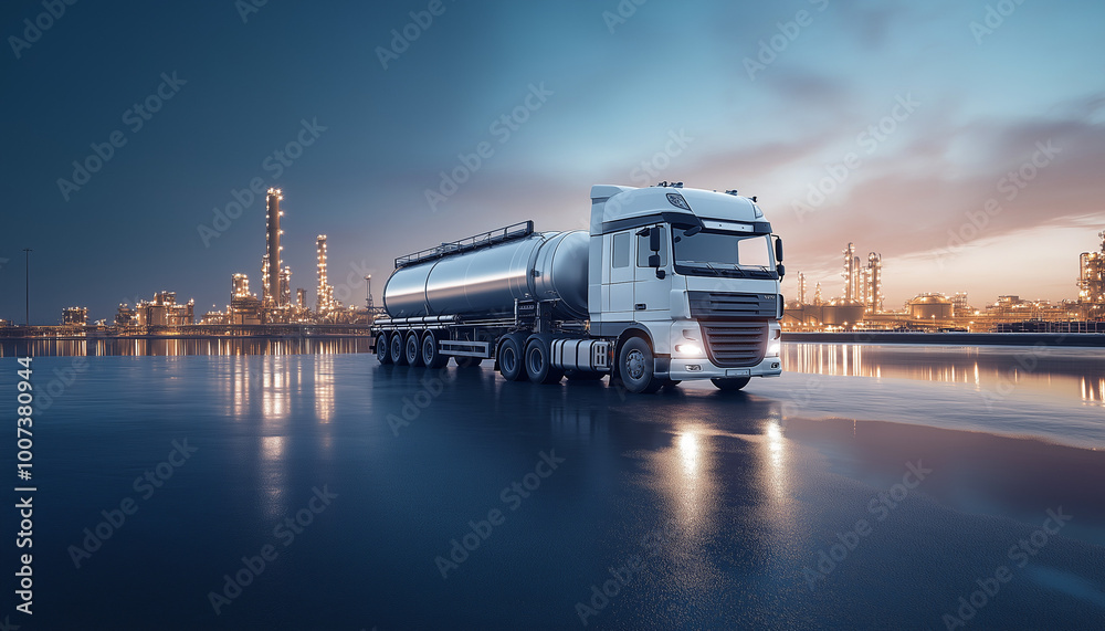 AI Generator Image of Transportation of oil and natural gas by truck in Oil Refinery factory and petrochemical plant - Petroleum industry AI Generator Image of Transportation of oil and natural gas by truck in Oil Refinery factory and petrochemical plant - Petroleum industry