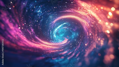 Abstract Swirling Nebula with Glittering Lights