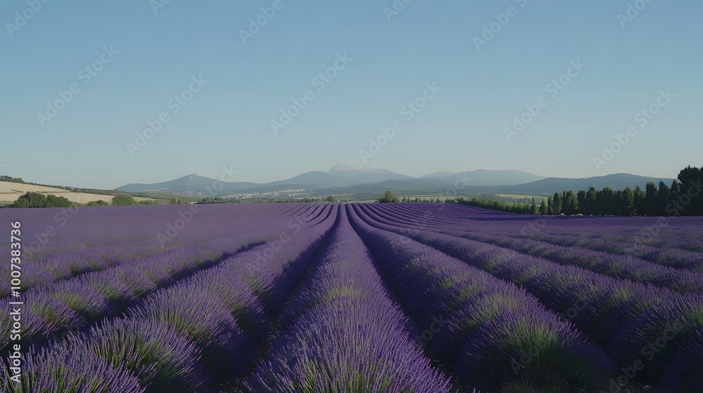A vast lavender field in full bloom stretching across the field A vast lavender field in full bloom stretching across the field