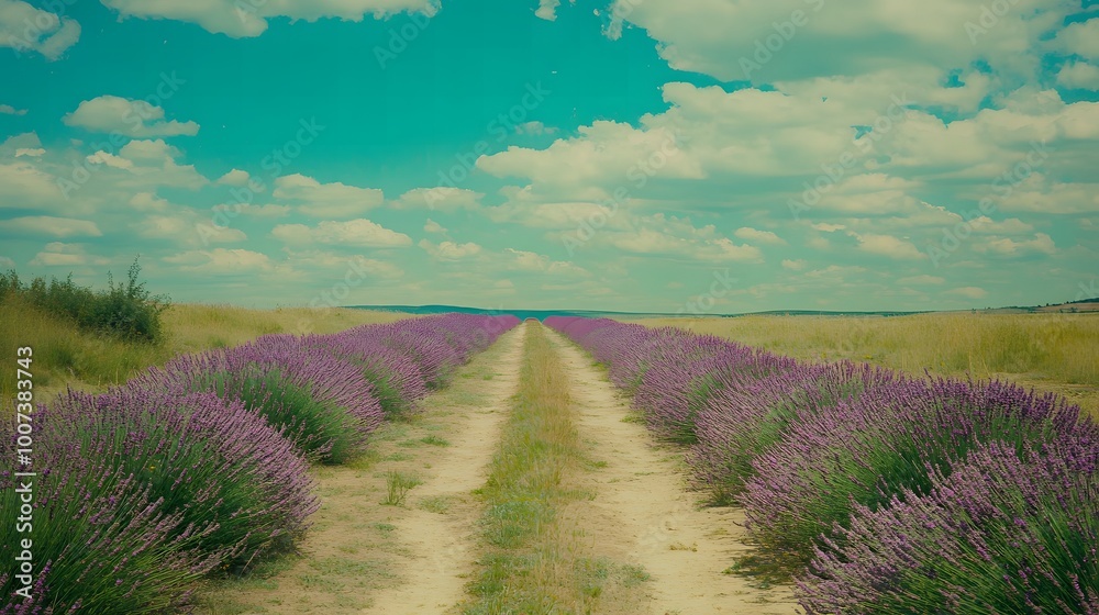 A vast lavender field in full bloom stretching across the field A vast lavender field in full bloom stretching across the field