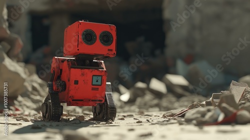 Robot in Ruins: Post-Apocalyptic Scene