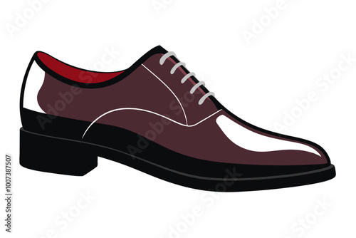 Polished Oxford Dress Shoes Vector Illustration - Side View with Laces