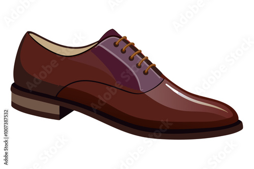 Polished Oxford Dress Shoes Vector Illustration - Side View with Laces