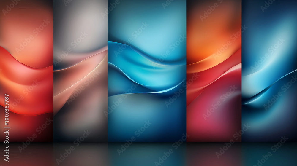 Fototapeta premium Abstract wave background with five different colors.