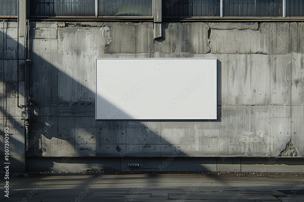 Obraz premium A white sign is hanging on a wall in a dark, empty room, generative ai image