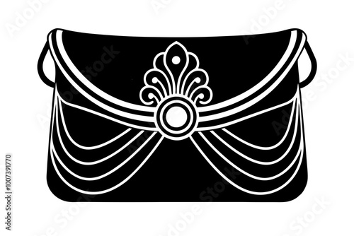 Clutch Bag Vector Small Size with Elegant Decorative Clasp Design