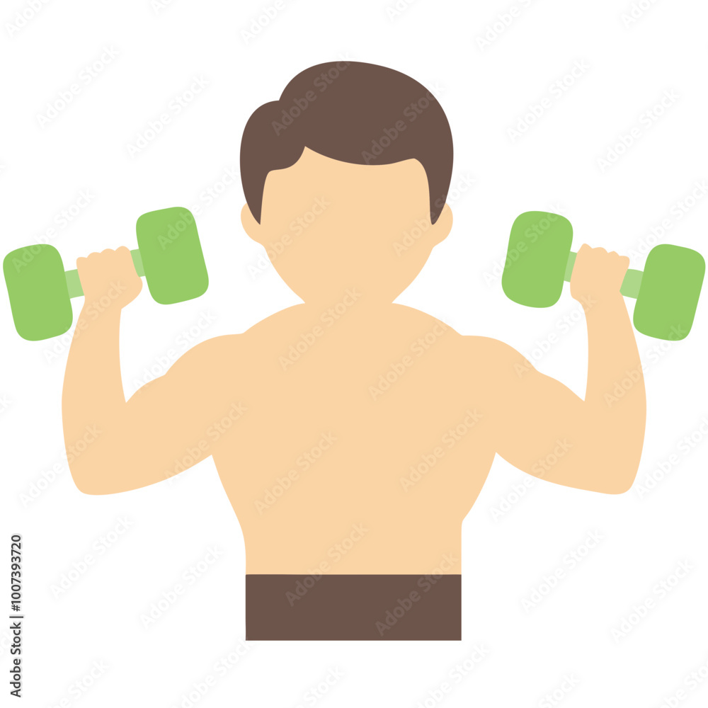 Fototapeta premium Muscular Person Lifting Dumbbells Vector Illustration for Fitness and Exercise
