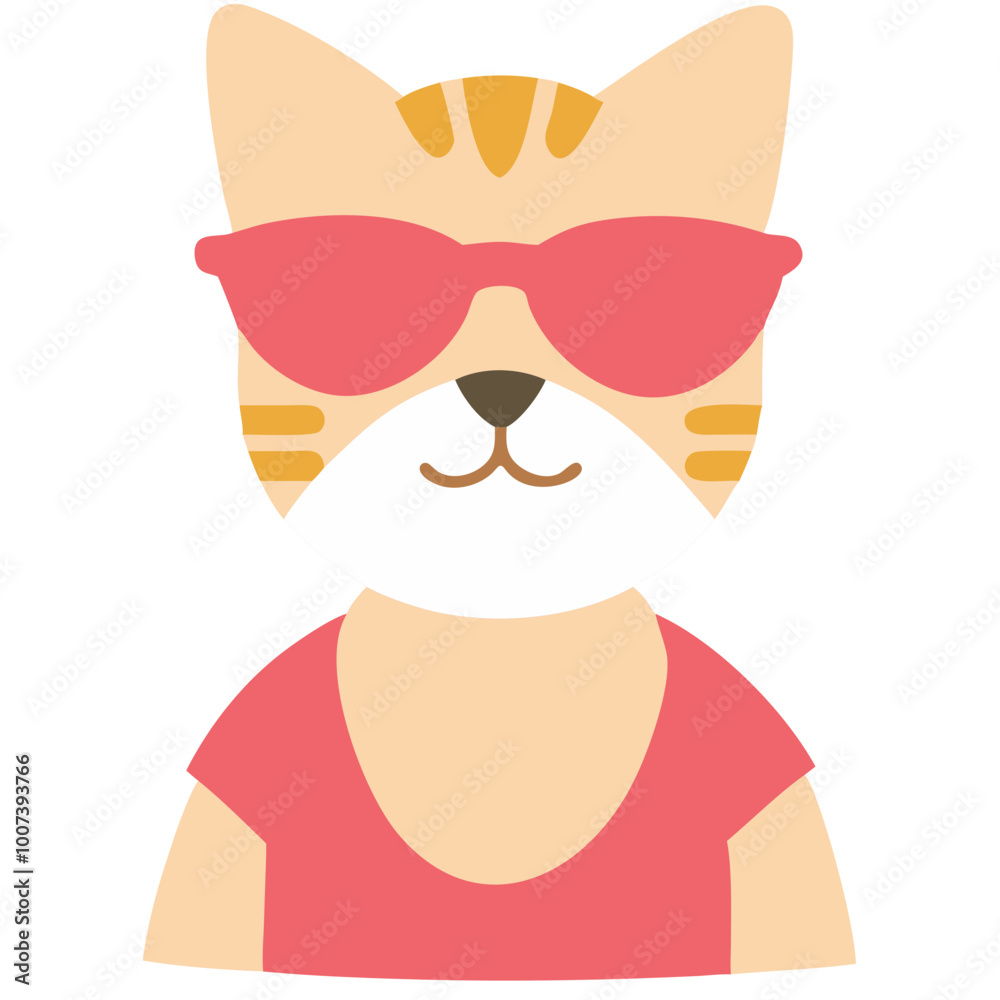 Cool Cat Wearing Sunglasses and T-Shirt Vector Illustration for Fun Designs Cool Cat Wearing Sunglasses and T-Shirt Vector Illustration for Fun Designs