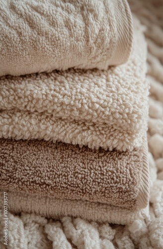 Photograph of brown cloth towel texture color fibers folds in macro macro mode