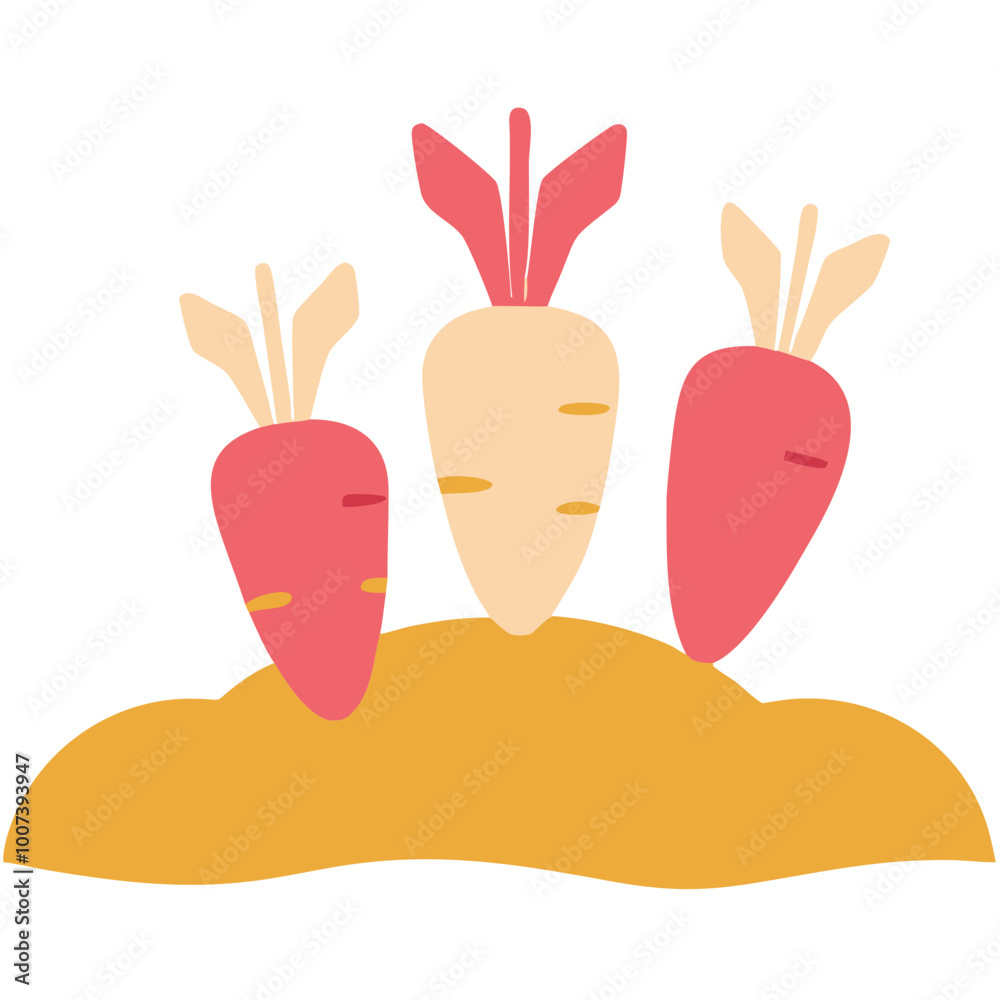 Colorful Root Vegetables Illustration with Carrots and Beet Tops Colorful Root Vegetables Illustration with Carrots and Beet Tops