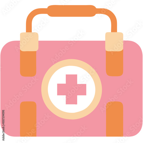  Pink Medical First Aid Kit with Cross Vector Illustration for Healthcare Use