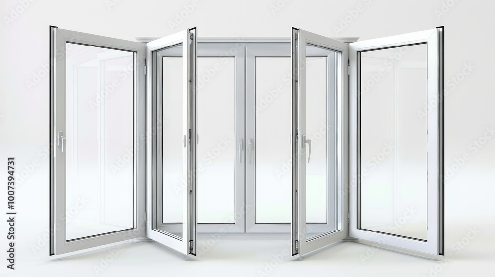 3d illustration of aluminum frames with blueprint background and pvc window and door cross section 3d illustration of aluminum frames with blueprint background and pvc window and door cross section