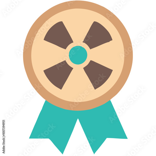  Retro Media Reel Badge with Turquoise Ribbon for Creative and Vintage Design Use