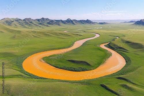 Chinese yaks graze on the banks of the Yellow River in Sichuan Province